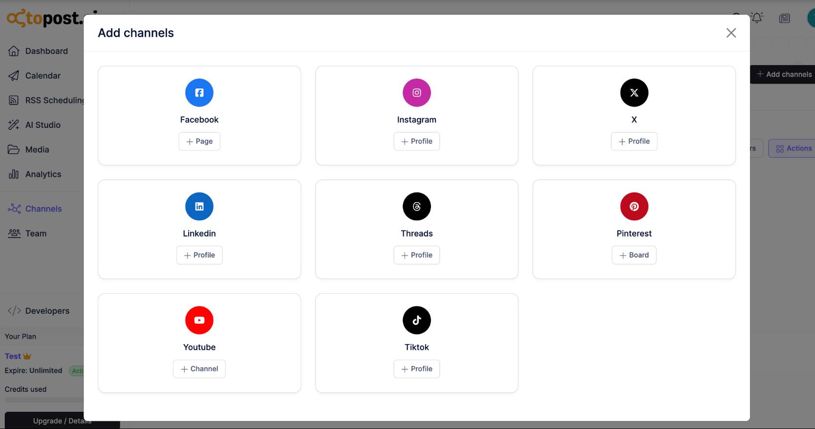 Connect your social media accounts