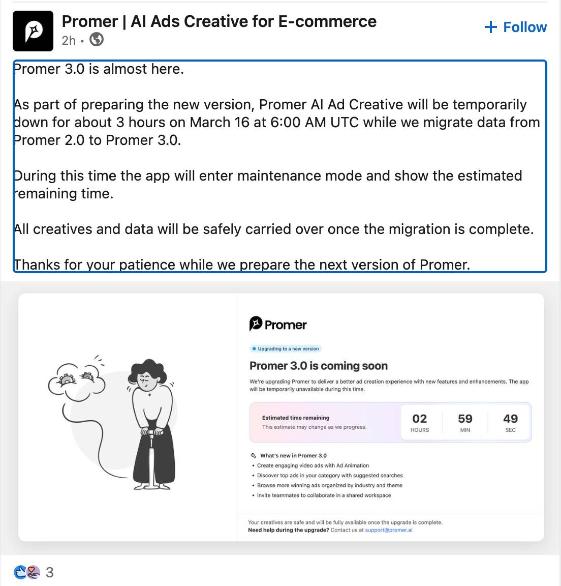 Example of LinkedIn post