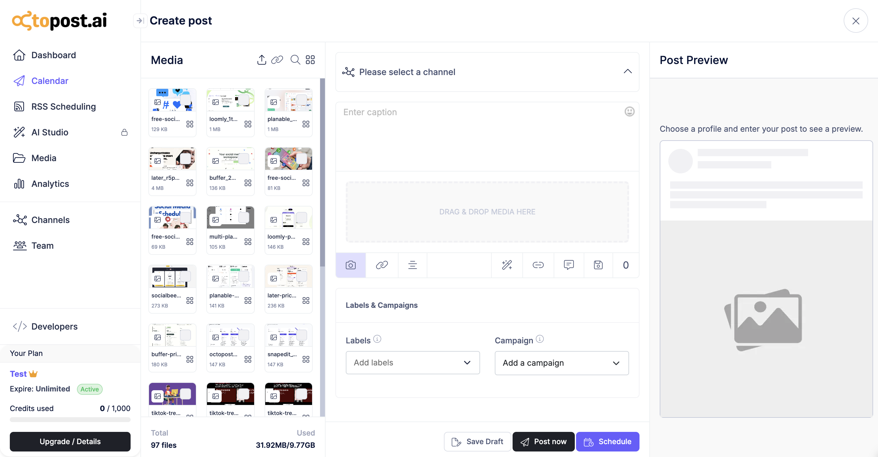 Plan content in the visual calendar