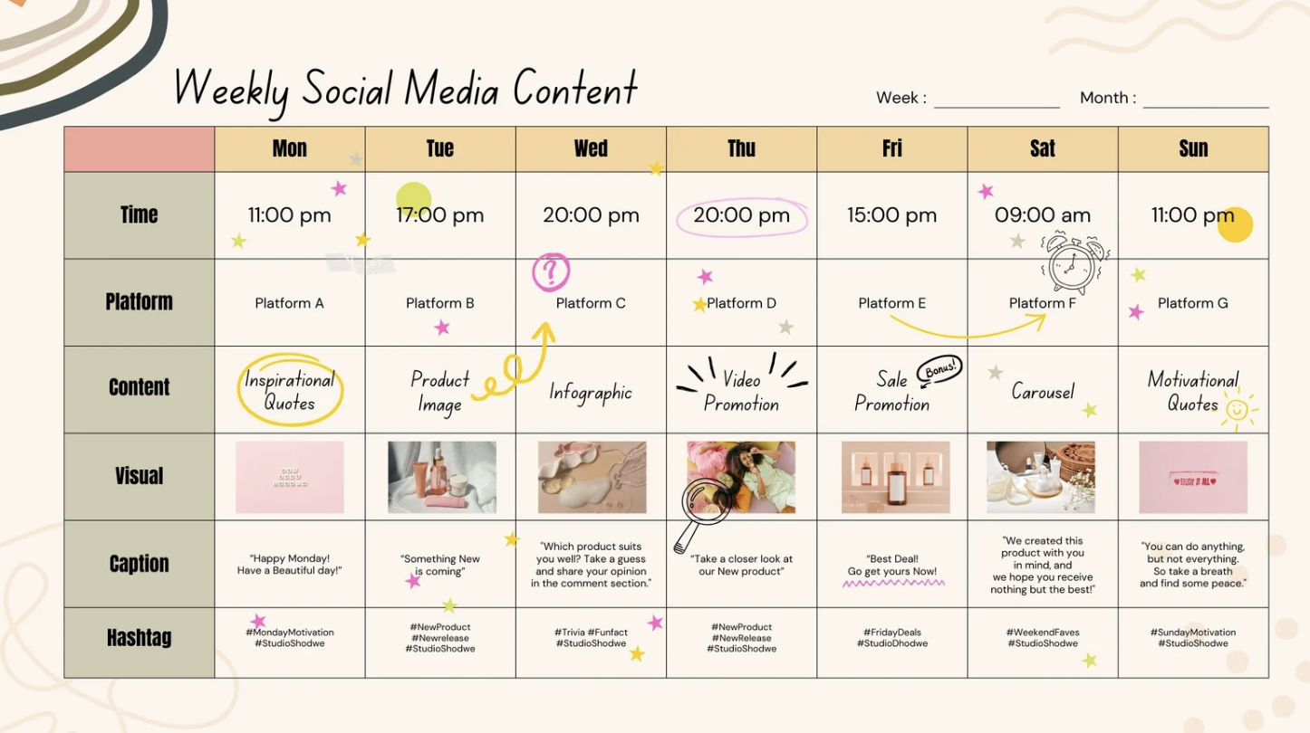 social media posting calendar template