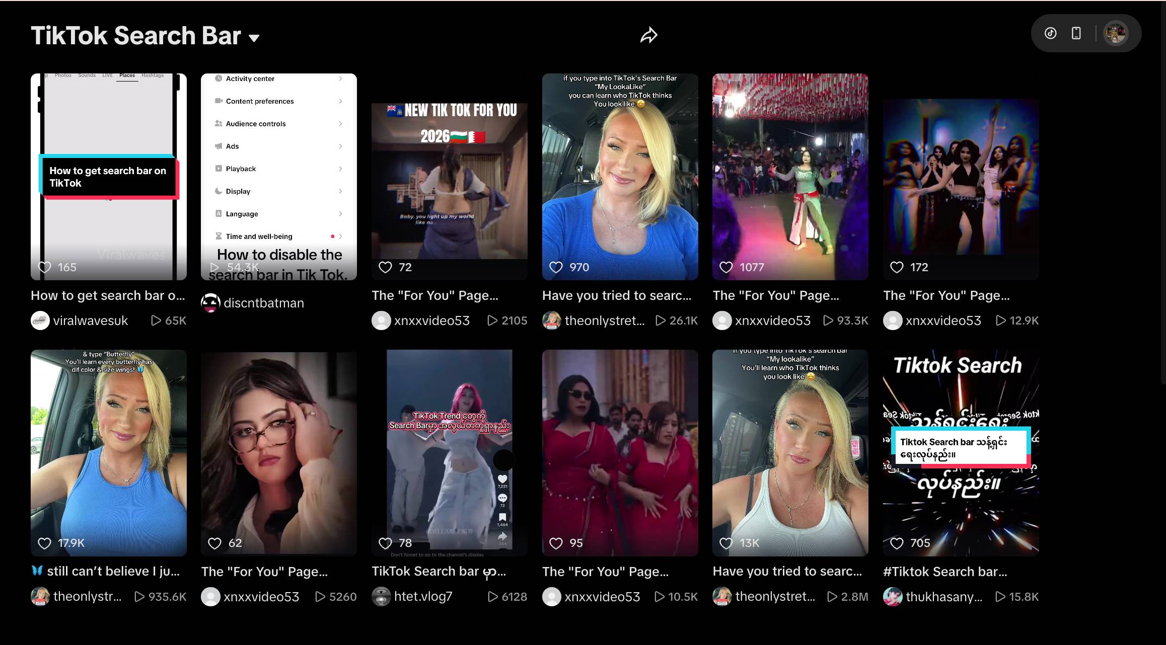 Use TikTok search suggestions